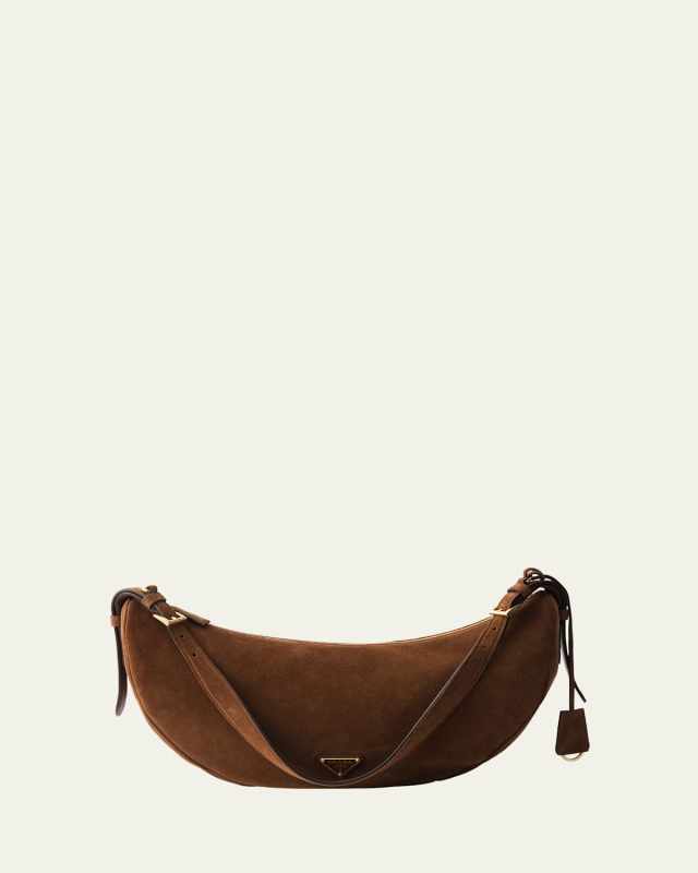 Demi Lune Suede Shoulder Bag